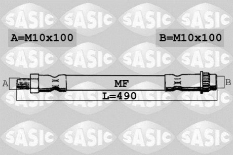 Шланг гальм. передній (490 мм)) SASIC 6600007 (фото 1)
