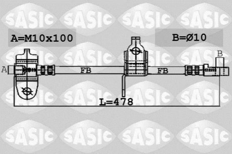 Шланг торм. передний RWD SASIC 6606032 (фото 1)