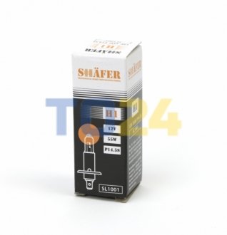 Лампа галогенова H1 12V 55W P14.5S  (картона упаковка 1шт) SL1001