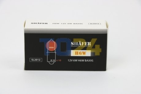 Лампа розжарювання 12V 6W H6W BAX9S (картонна упаковка по 10шт) SL2012