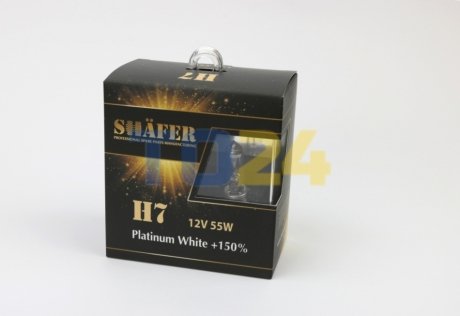 Лампа галогенова H7 12V55W Platinum White +150% (комплект, картонний бокс 2шт)) SHAFER SL3007P (фото 1)