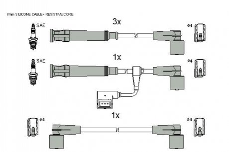 Комплект кабелiв запалювання ZK 0192