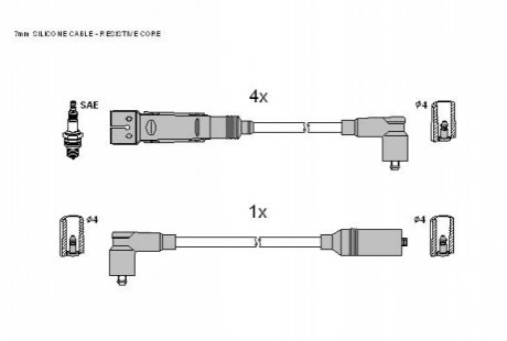 Комплект кабелiв запалювання STARLINE ZK 0322 (фото 1)