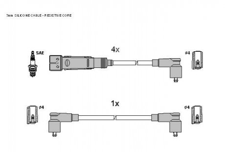 Комплект кабелiв запалювання ZK 0442