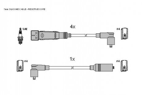 Комплект кабелiв запалювання STARLINE ZK 0452 (фото 1)