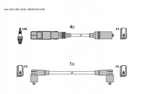 Комплект кабелiв запалювання STARLINE ZK 0552 (фото 1)