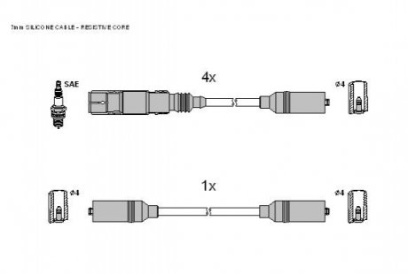 Комплект кабелiв запалювання STARLINE ZK 0582 (фото 1)