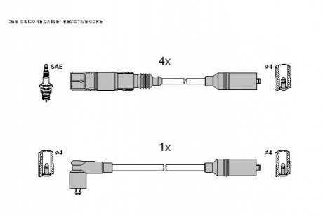 Комплект кабелiв запалювання ZK 0592