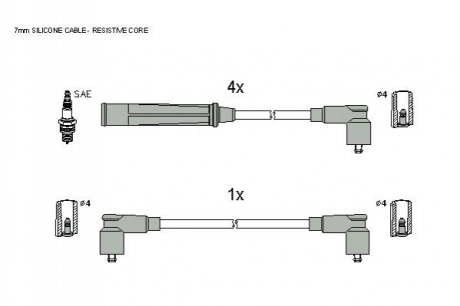 Комплект кабелiв запалювання STARLINE ZK 4284 (фото 1)