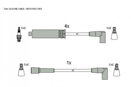 Комплект кабелiв запалювання STARLINE ZK 7282 (фото 1)