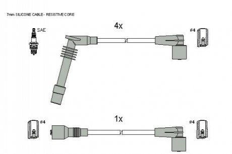 Комплект кабелiв запалювання STARLINE ZK 7562 (фото 1)