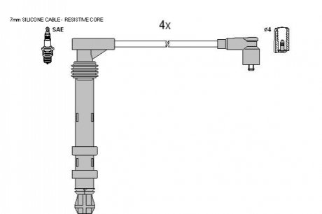 Комплект кабелiв запалювання STARLINE ZK 8364 (фото 1)