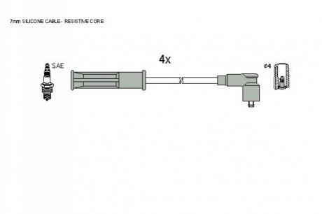 Комплект кабелiв запалювання STARLINE ZK 9124 (фото 1)