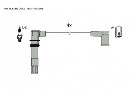 Комплект кабелiв запалювання STARLINE ZK 9952 (фото 1)