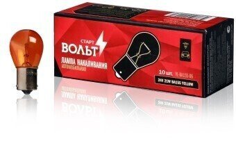 Лампа 24V 21W (цоколь)(жовта) BA15S (кратно 10) СтартВОЛЬТ VL-BA15S-06