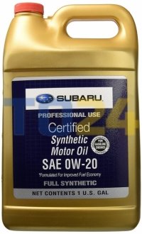 Масло моторное синтетическое "SYNTHETIC OIL 0W-20", 3.785л SUBARU SOA427V1315 (фото 1)