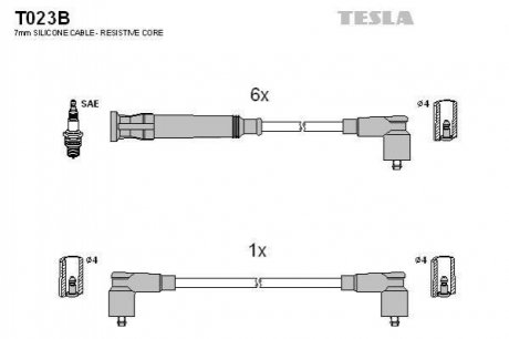 Провода высоковольтные, комплект Nissan Navara (D22) TESLA T023B (фото 1)