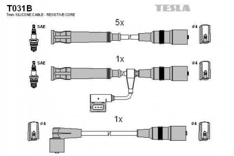 Комплект кабелiв запалювання TESLA T031B