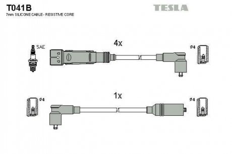 Комплект кабелів високовольтних T041B