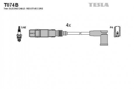 Комплект кабелiв запалювання TESLA T074B (фото 1)