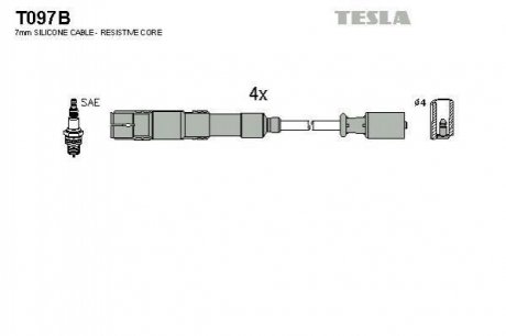 Комплект кабелiв запалювання TESLA T097B (фото 1)