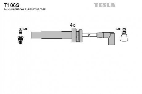 Комплект кабелiв запалювання TESLA T106S (фото 1)