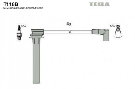 Комплект кабелiв запалювання TESLA T116B (фото 1)