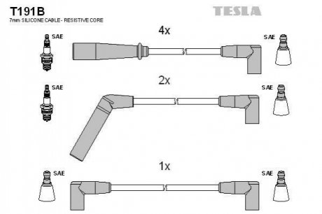 Комплект кабелiв запалювання TESLA T191B (фото 1)