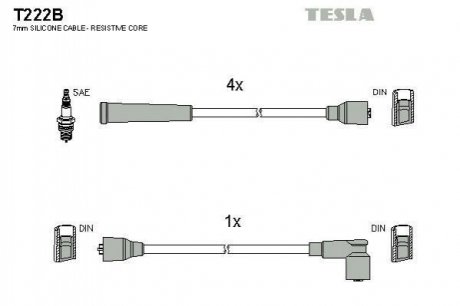 Комплект кабелiв запалювання TESLA T222B (фото 1)