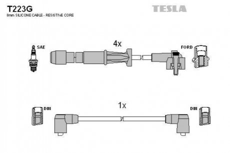 Комплект проводов зажигания TESLA T223G (фото 1)