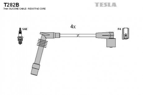 Комплект кабелів високовольтних TESLA T282B (фото 1)