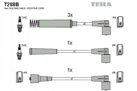 Комплект проводов зажигания TESLA T288B (фото 1)