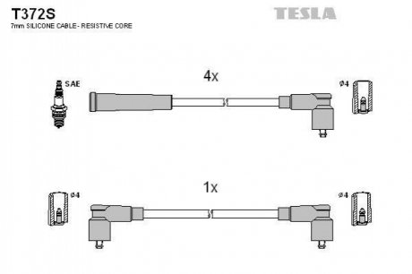 Комплект кабелiв запалювання TESLA T372S (фото 1)