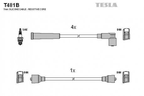 Комплект кабелiв запалювання TESLA T481B