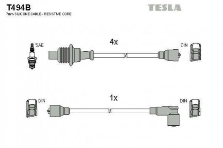 Комплект кабелiв запалювання TESLA T494B