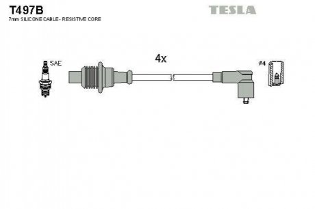 Провода высоковольтные, комплект Peugeot 406 1.6 (95-04),Peugeot 406 1.8 (97-04) (T497B) TESLA