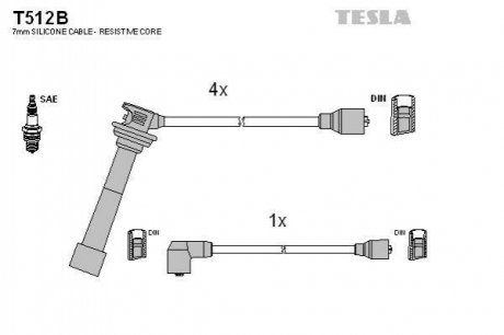 Комплект кабелiв запалювання TESLA T512B (фото 1)