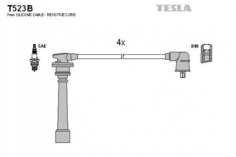 Провода высоковольтные, комплект Hyundai Accent iii 1.4 (05-10) TESLA T523B (фото 1)