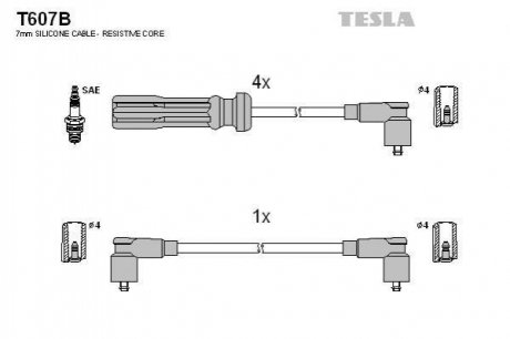 Комплект кабелiв запалювання TESLA T607B (фото 1)