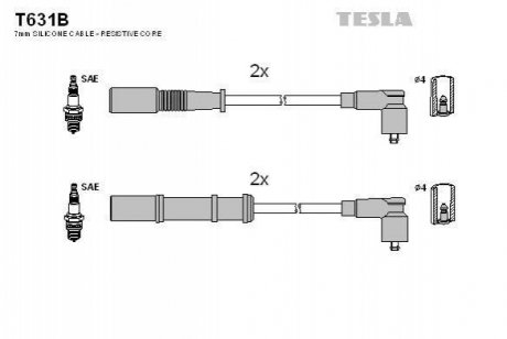 Комплект кабелiв запалювання TESLA T631B (фото 1)