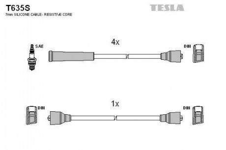 Комплект кабелiв запалювання TESLA T635S (фото 1)