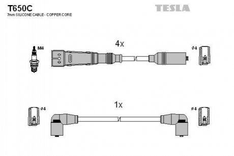 Комплект кабелiв запалювання TESLA T650C