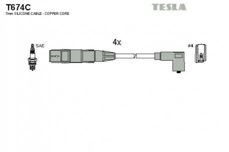 Комплект кабелів високовольтних T674C