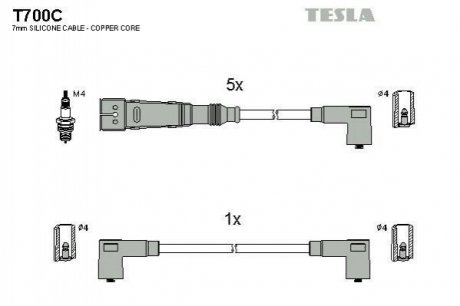 Комплект кабелiв запалювання TESLA T700C (фото 1)