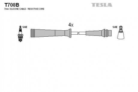 Комплект кабелiв запалювання TESLA T708B (фото 1)