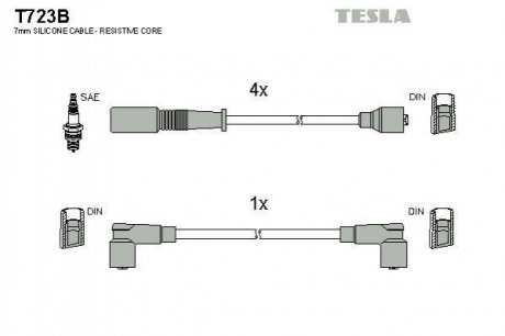 Комплект кабелiв запалювання TESLA T723B
