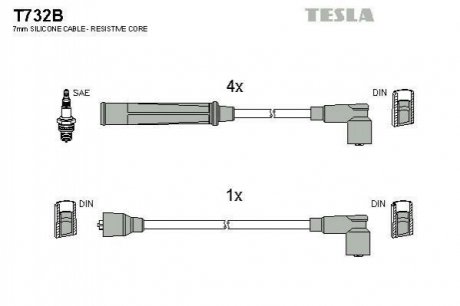 Комплект кабелiв запалювання TESLA T732B