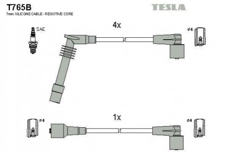 Комплект кабелiв запалювання TESLA T765B