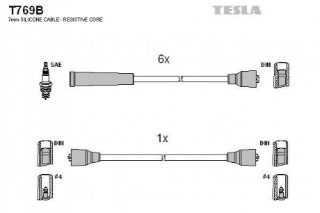 Комплект кабелiв запалювання TESLA T769B (фото 1)