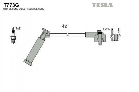 Комплект кабелiв запалювання TESLA T773G (фото 1)